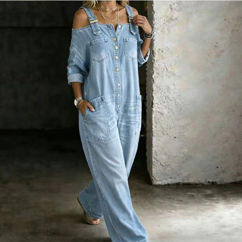 ⏳🔥LIMITED-TIME 50% OFF! 👗 Loose Fit Wide-Leg Overall Jumpsuit with Pockets – Effortless Comfort & Style ✨