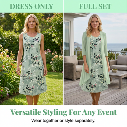🏆LAST DAY SALE 50% OFF🔥Women's Elegant Chiffon Dress & Cardigan 2-Piece Set
