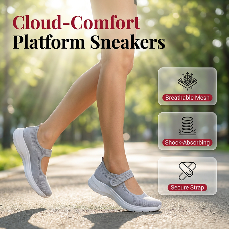 Comfortable Platform Sneakers with Adjustable Strap