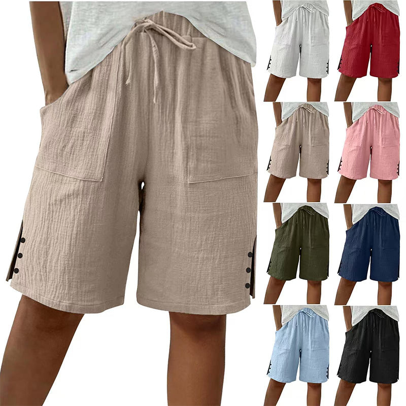 Women's Summer Shorts with Side Button Detail