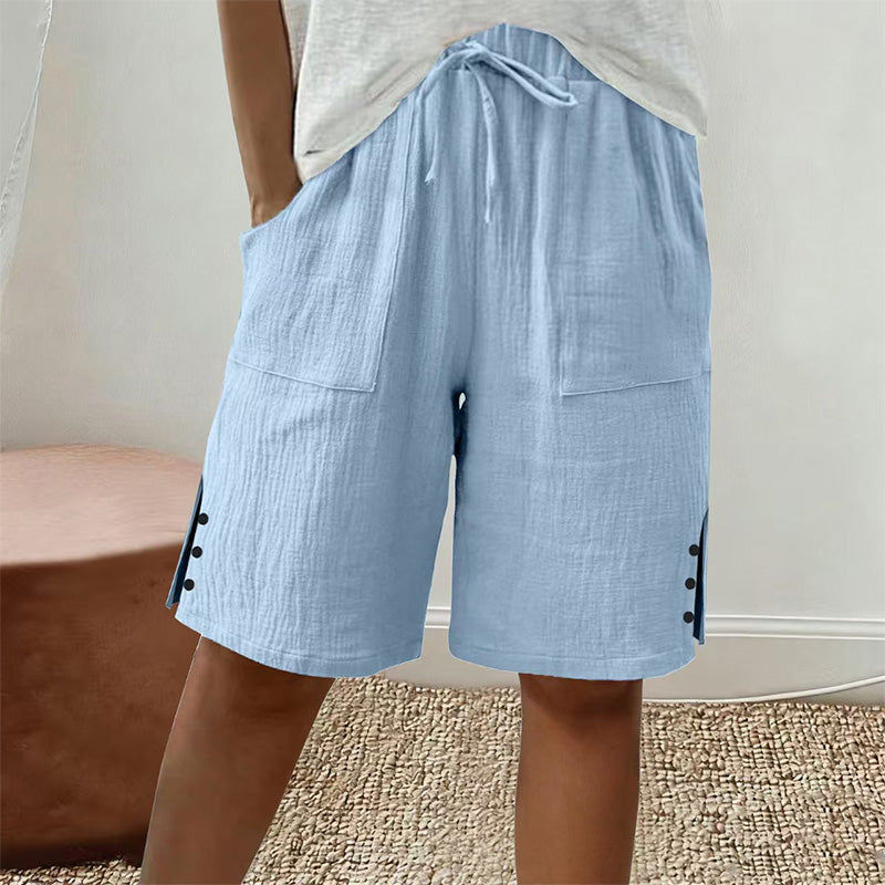 Women's Summer Shorts with Side Button Detail
