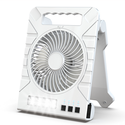 ✨ Solar-Powered Outdoor Fan – Rechargeable, Ultra-Quiet, with LED Light 💡