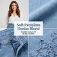 Women's Denim Bodycon Skirt with Hollow Lace Trim