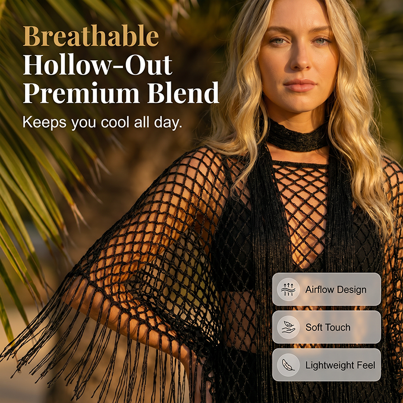 🏆 Last Day Special Price 💲9.99! 💐Summer Metallic Crochet Cover-Up – Lightweight, Flowy & Effortlessly Stylish summer outfit