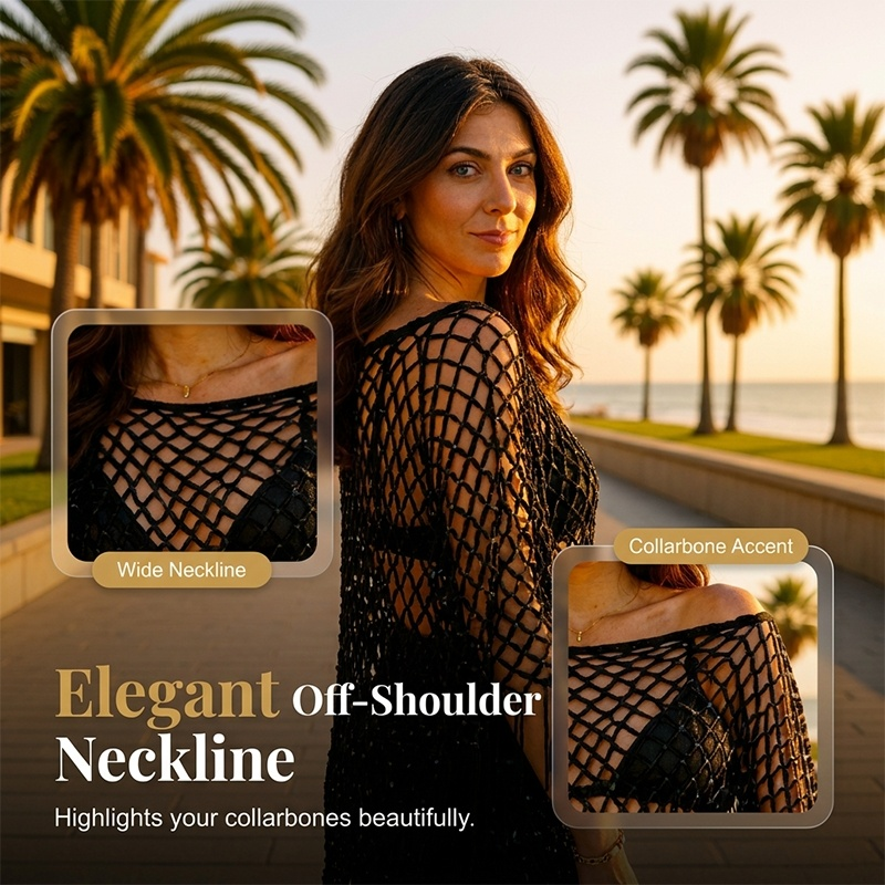 🏆 Last Day Special Price 💲9.99! 💐Summer Metallic Crochet Cover-Up – Lightweight, Flowy & Effortlessly Stylish summer outfit