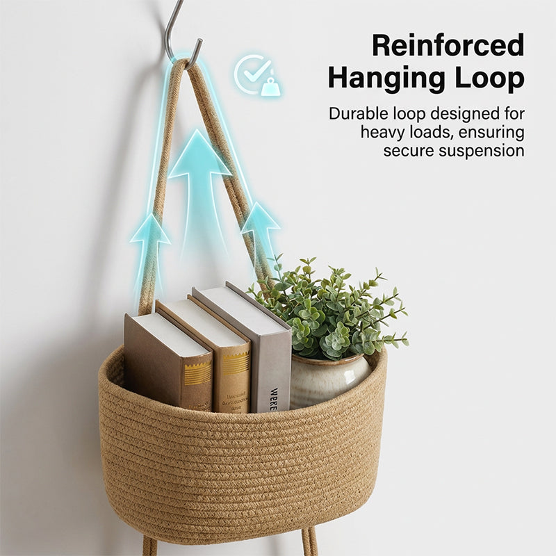 🧺 Wall-Hanging Storage Organizer – 3-Tier, Boho Style, Space-Saving 🏡