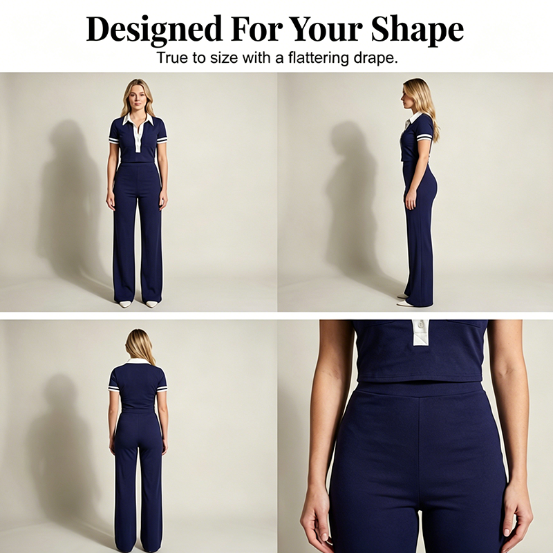 👚 50% OFF NOW! 🌊 Women's Shirt & Pants 2-Piece Set – Classic V-Neck, High-Waisted Flared Pants & Ultra-Soft Blend – Work to Weekend ☀️