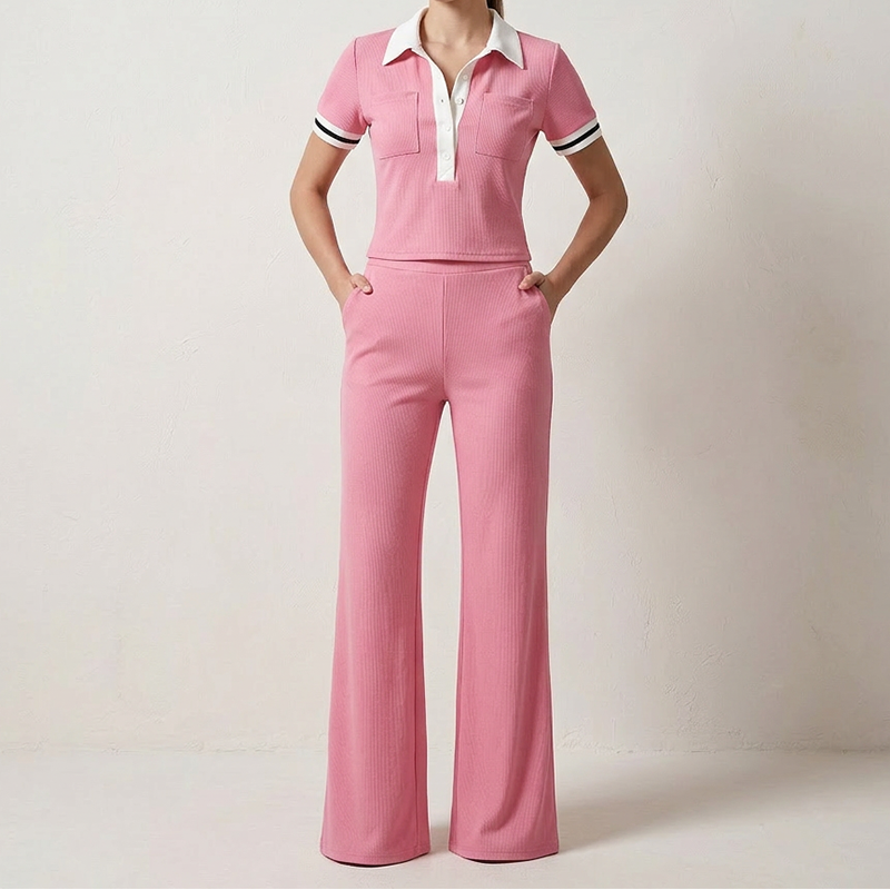 👚 50% OFF NOW! 🌊 Women's Shirt & Pants 2-Piece Set – Classic V-Neck, High-Waisted Flared Pants & Ultra-Soft Blend – Work to Weekend ☀️