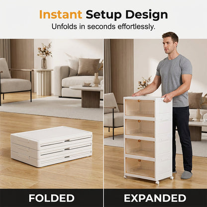 Clear-View Installation-Free Folding Storage Bins