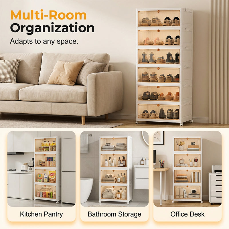 Clear-View Installation-Free Folding Storage Bins