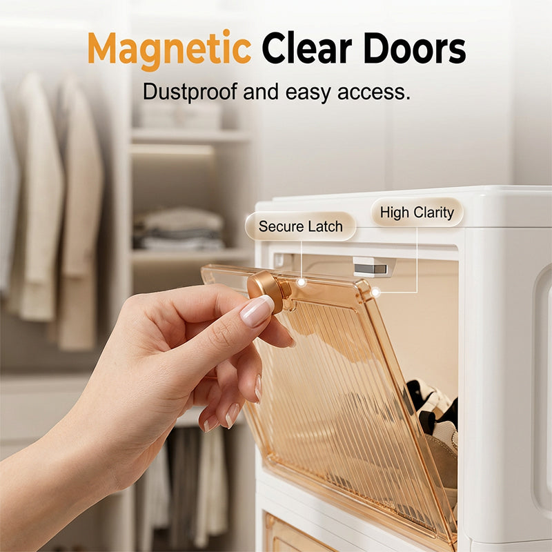Clear-View Installation-Free Folding Storage Bins