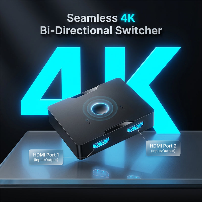 Bi-directional HDMI 2.0 Switcher 1 In 2 Out Supports 4K 60Hz