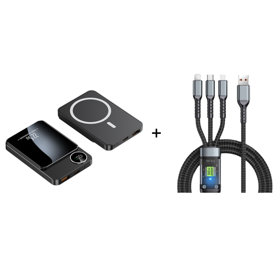 🔋⚡ 22.5W power bank – magnetic, slim, charges 3 devices at once!