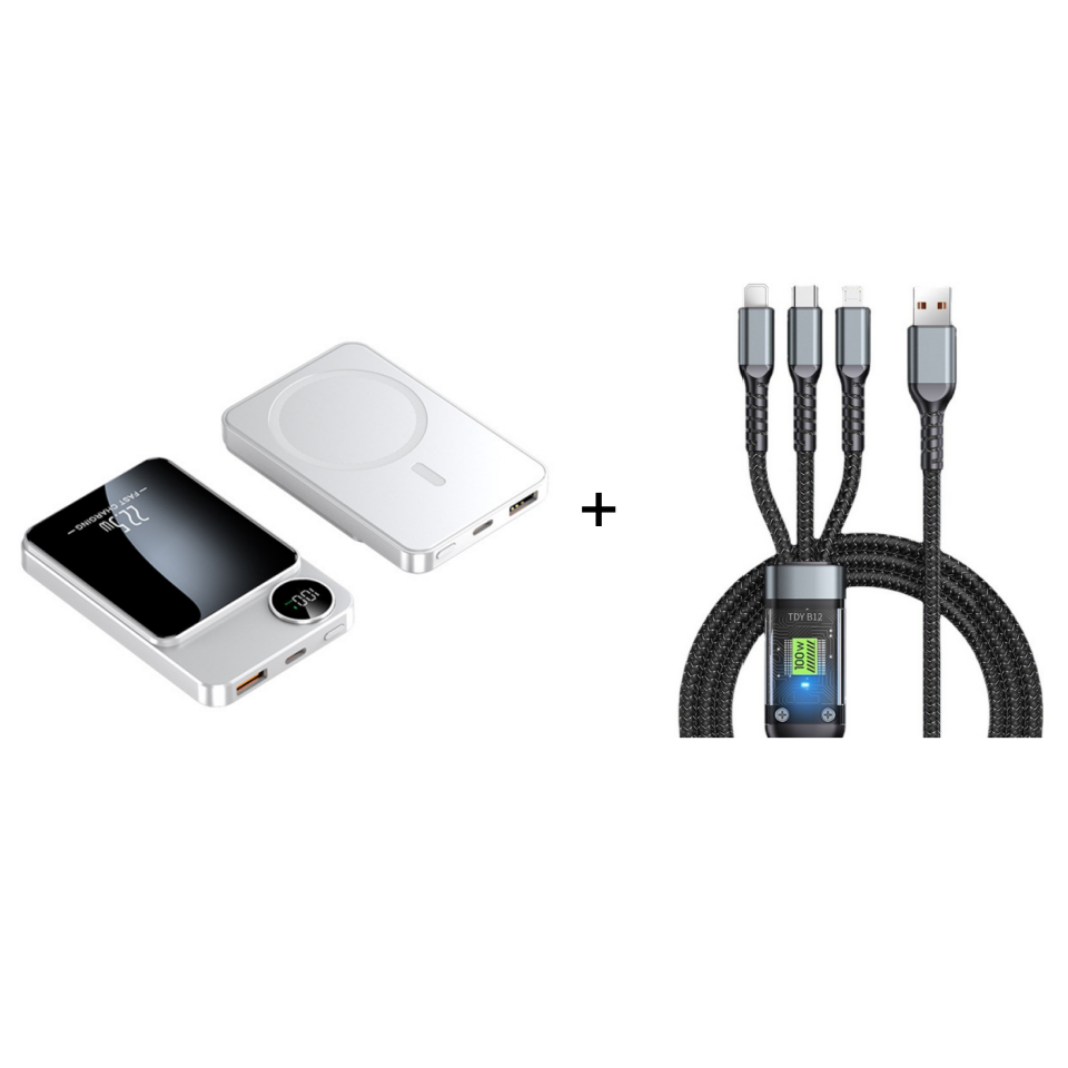 🔋⚡ 22.5W power bank – magnetic, slim, charges 3 devices at once!