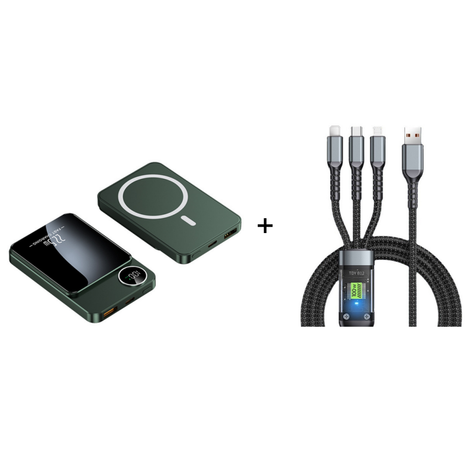 🔋⚡ 22.5W power bank – magnetic, slim, charges 3 devices at once!