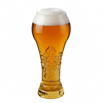 🏆Large Capacity Ornate Embossed Beer Glass for Football Watch Party & Home Bar