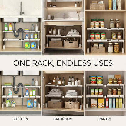 ⏳Limited-time 50% off⏰Expandable Under Sink Shelf🍽️🥣