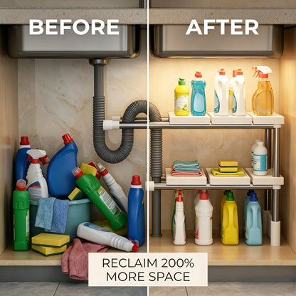 ⏳Limited-time 50% off⏰Expandable Under Sink Shelf🍽️🥣