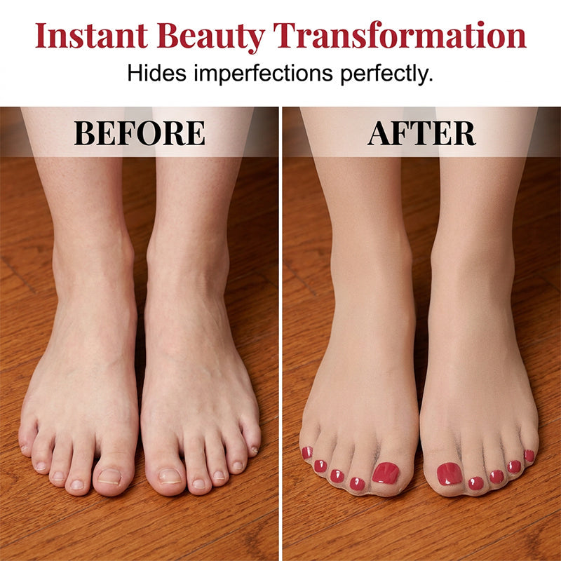 👣New Arrival 50% OFF ！! ☀️Instant Pedicure Sheer Stockings with Artificial Toenails