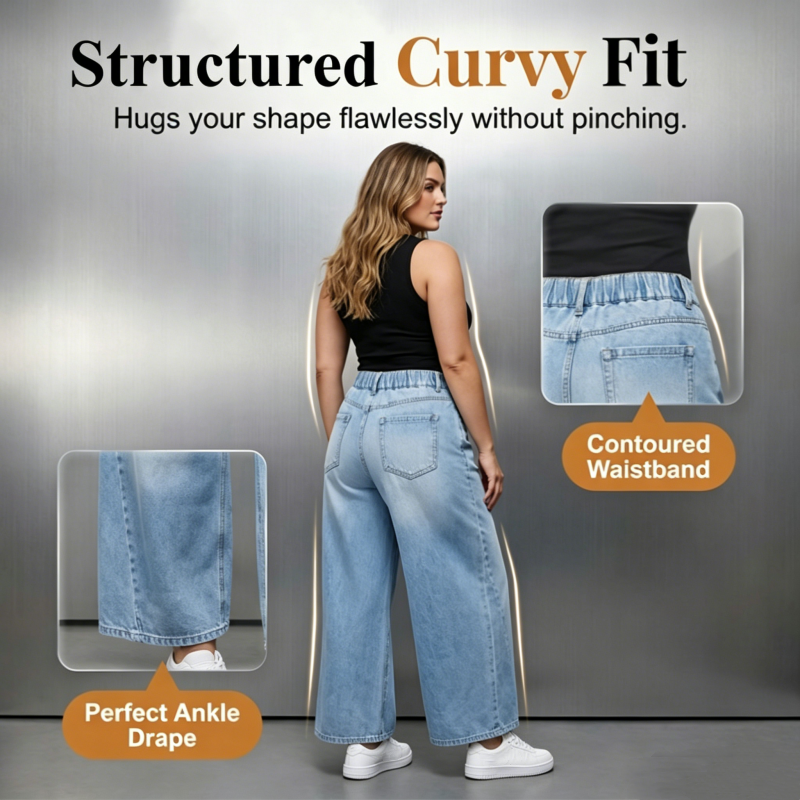 Women's Wide-Leg Jeans with Patch Pockets