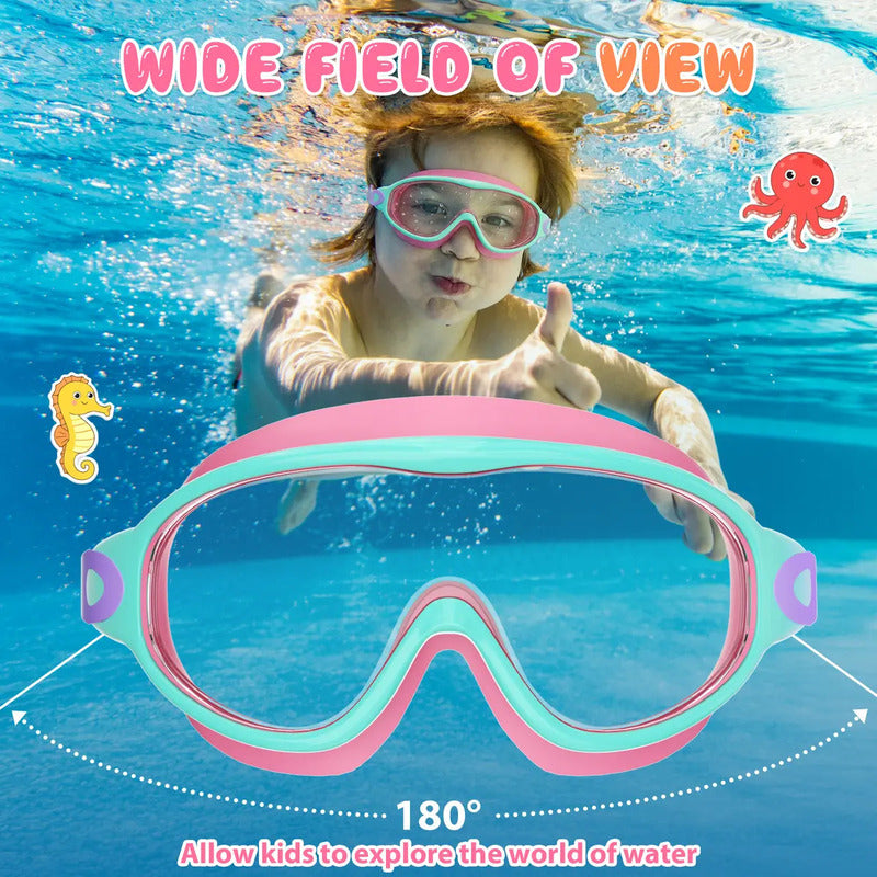 Kids Anti-Fog Wide View Swim Goggles