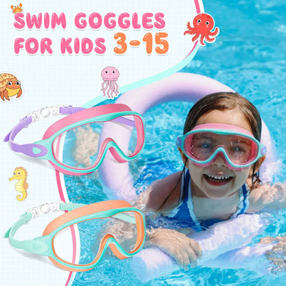Kids Anti-Fog Wide View Swim Goggles
