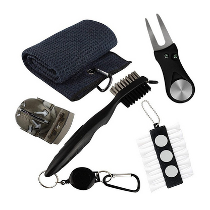 Golf Club Cleaning Brush Set with Squeeze Spray Bottle and Microfiber Waffle Towel