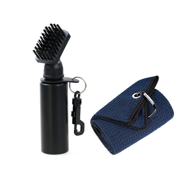 Golf Club Cleaning Brush Set with Squeeze Spray Bottle and Microfiber Waffle Towel