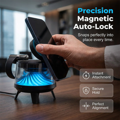3-in-1 Magnetic Wireless Charger with Bluetooth Speaker and Atmosphere Light