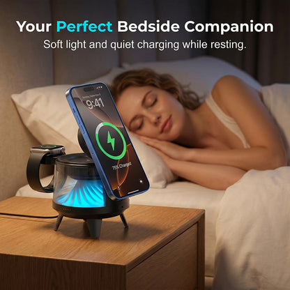 3-in-1 Magnetic Wireless Charger with Bluetooth Speaker and Atmosphere Light