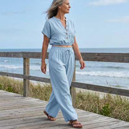 🔥New Arrivals Now on Sale-Women’s Fashion Summer Solid Loose Button Set