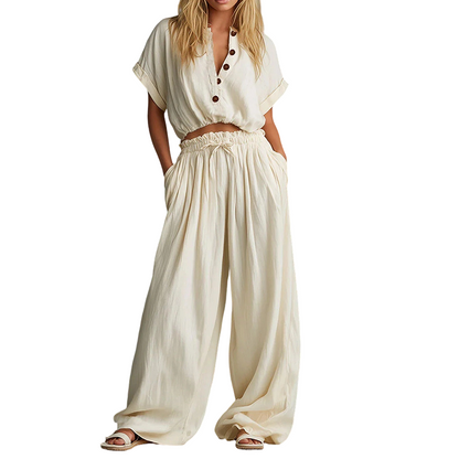 🔥New Arrivals Now on Sale-Women’s Fashion Summer Solid Loose Button Set