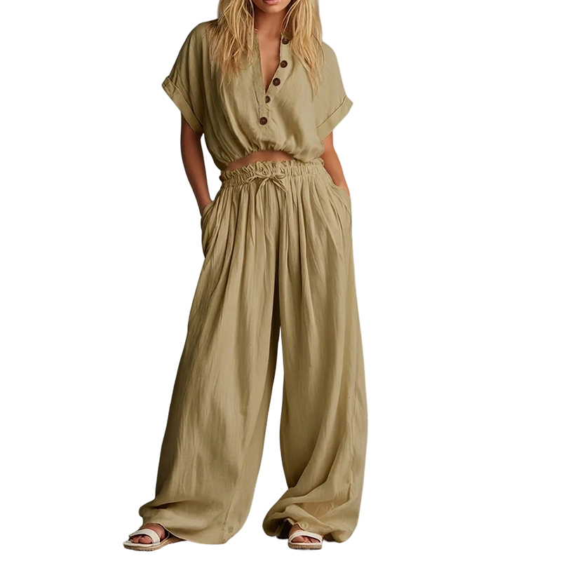 🔥New Arrivals Now on Sale-Women’s Fashion Summer Solid Loose Button Set