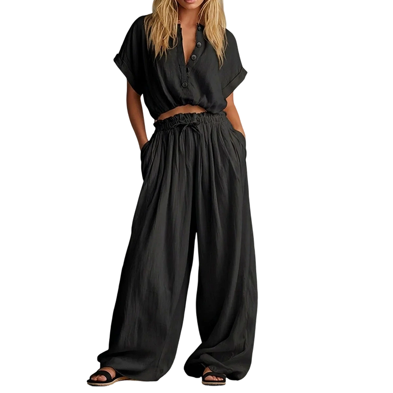 🔥New Arrivals Now on Sale-Women’s Fashion Summer Solid Loose Button Set
