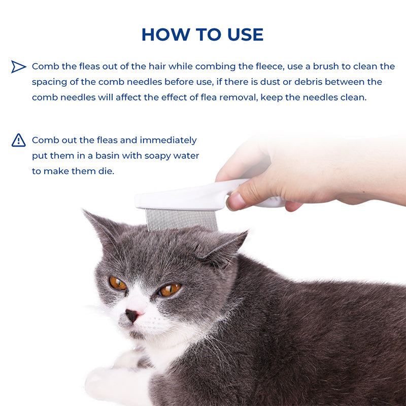 🐾🛁 Multifunctional Pet Grooming Comb – Tear Stain & Flea Removal with Fine Stainless Steel Needles ✨