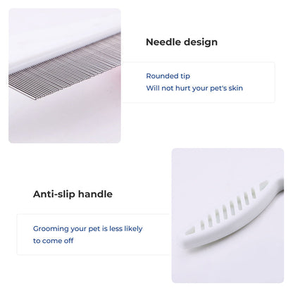 🐾🛁 Multifunctional Pet Grooming Comb – Tear Stain & Flea Removal with Fine Stainless Steel Needles ✨