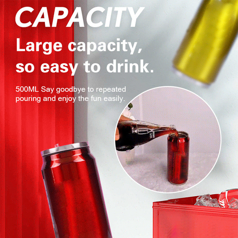🥤Double-walled, insulated stainless steel cup in the shape of a cola can.