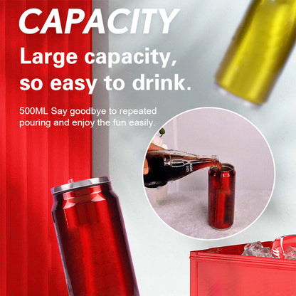 🥤Double-walled, insulated stainless steel cup in the shape of a cola can.