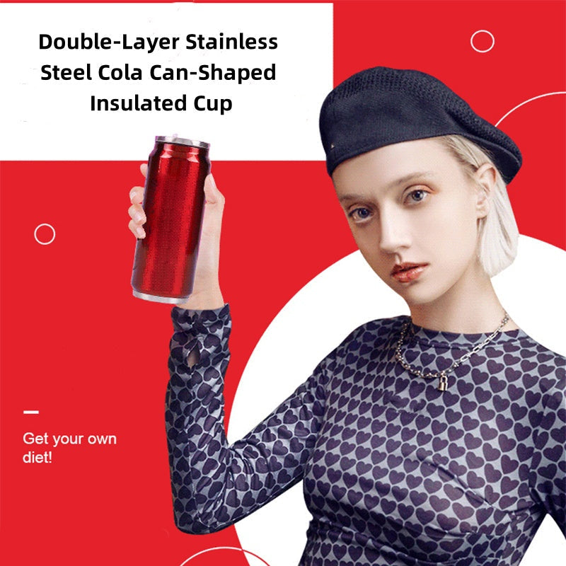 🥤Double-walled, insulated stainless steel cup in the shape of a cola can.