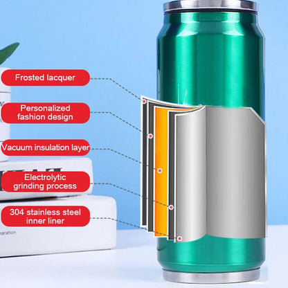 🥤Double-walled, insulated stainless steel cup in the shape of a cola can.