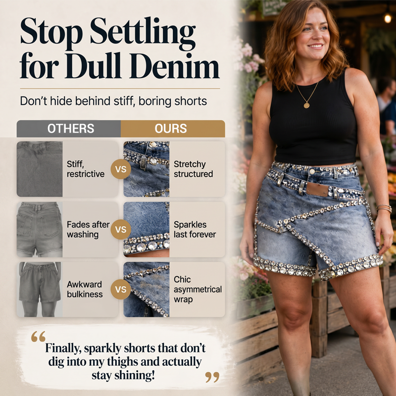 🔥New Arrivals & Best Sellers-Women's Rhinestone Layered Denim Skort