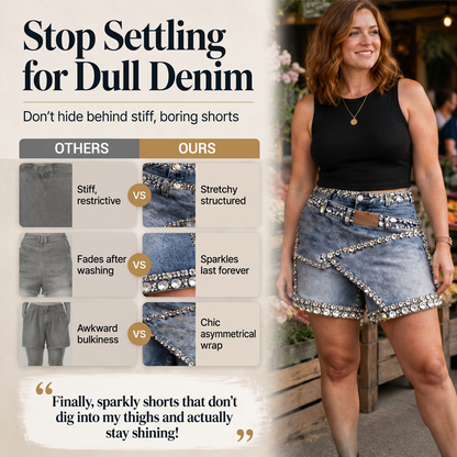 🔥New Arrivals & Best Sellers-Women's Rhinestone Layered Denim Skort