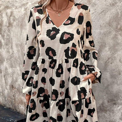 🔥New Arrivals & Best Sellers-Women's Flowy Leopard Print V-Neck Dress🐆