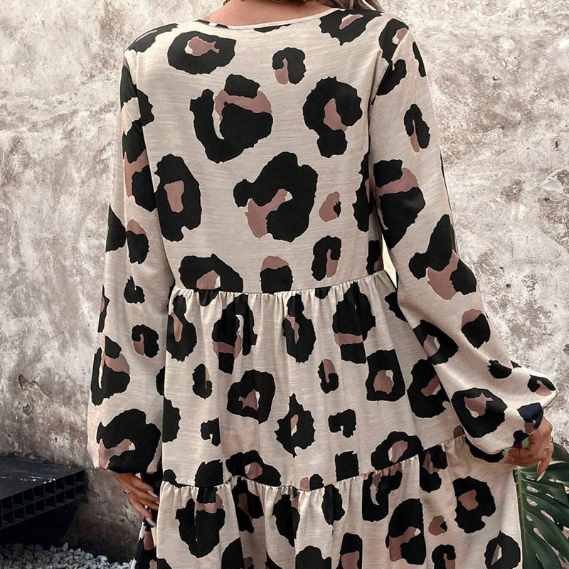 🔥New Arrivals & Best Sellers-Women's Flowy Leopard Print V-Neck Dress🐆
