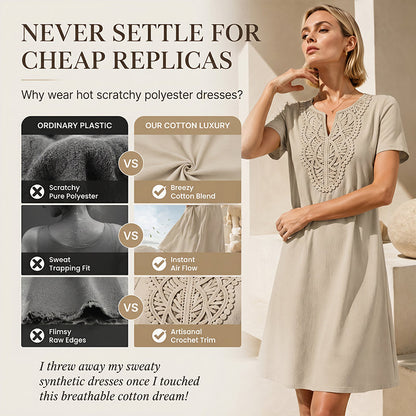 ⌛Limited-time offer-Women's Bohemian Lace V-Neck T-Shirt Dress