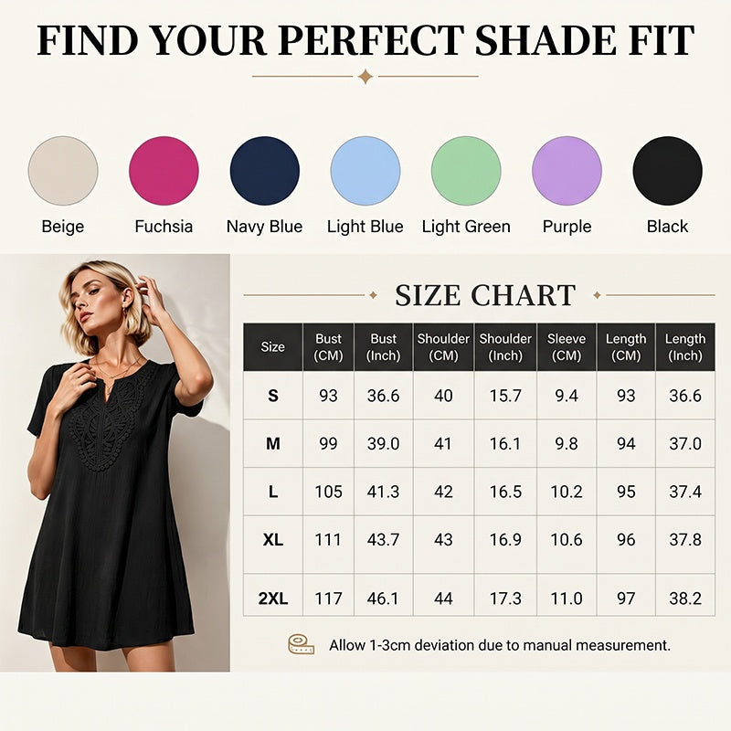 ⌛Limited-time offer-Women's Bohemian Lace V-Neck T-Shirt Dress