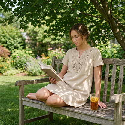 ⌛Limited-time offer-Women's Bohemian Lace V-Neck T-Shirt Dress