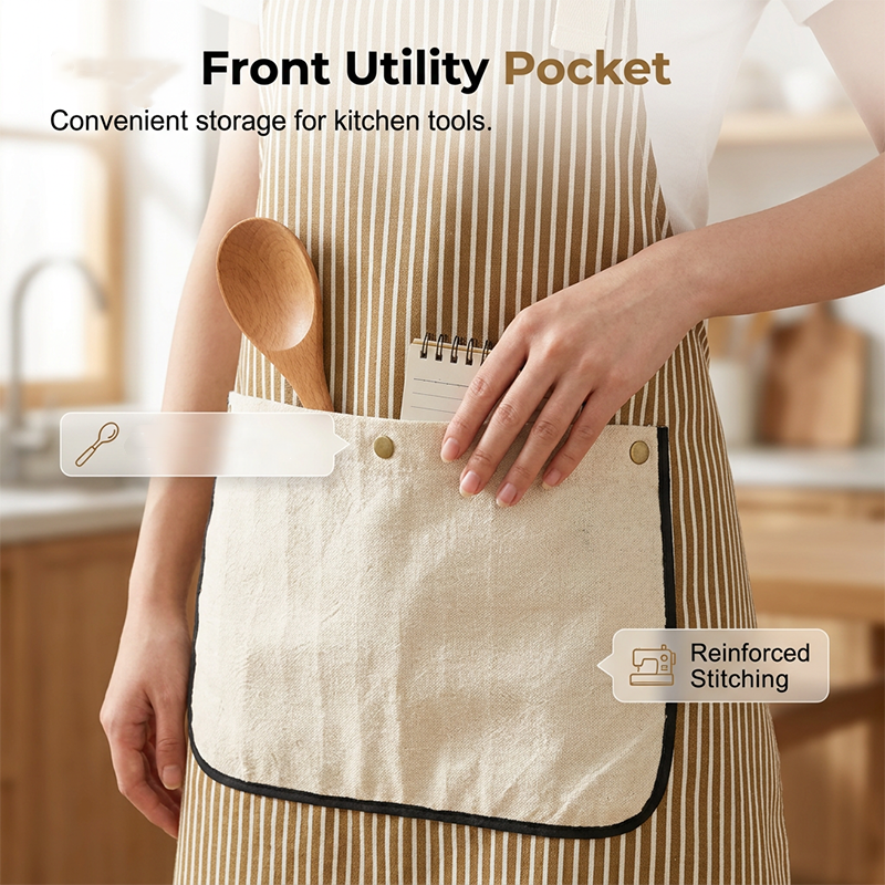 Adjustable Cotton Linen Apron with Pockets