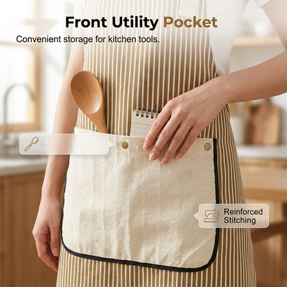 Adjustable Cotton Linen Apron with Pockets