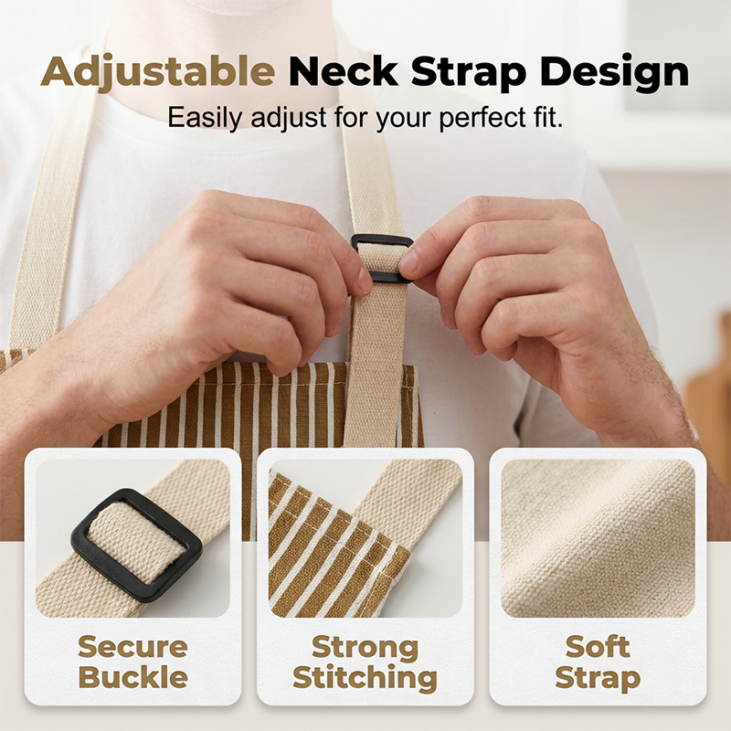 Adjustable Cotton Linen Apron with Pockets